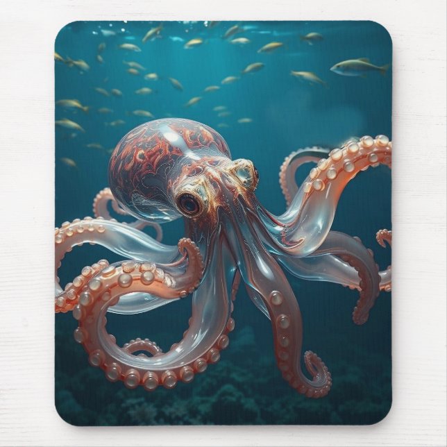 Mousepad Arte de polvo de vidro iridescente | Arte do Mar P (Frente)