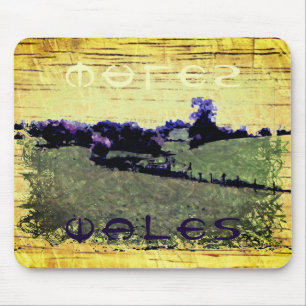 Mousepad Arte de Porodle Wales em verde amarelo e roxo