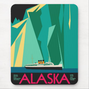 Mousepad Arte de Poster de Viagem do Alasca Antigo, Geleira