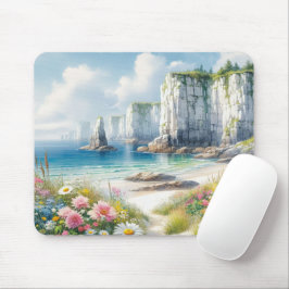 Mousepad Arte de Praia de Flores Silvestres Boho Costa Clif
