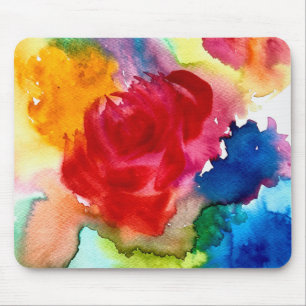 Mousepad Arte de rosa abstrata linda aquarela