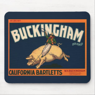 Mousepad Arte de rótulo de caixa de frutas vintage Cowboy e
