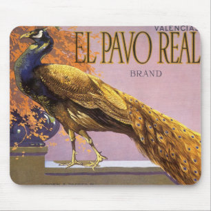 Mousepad Arte de rótulo de caixa de frutas vintage El Pavo