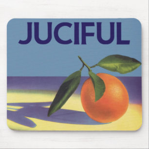 Mousepad Arte de rótulo de caixa de frutas vintage, laranja