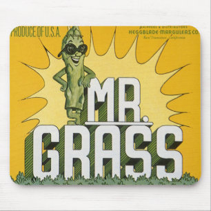 Mousepad Arte de rótulo de caixa de frutas vintage Sr. Gras