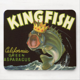 Mousepad Arte de rótulo de lata de produto vintage, Kingfis