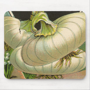 Mousepad Arte de rótulo de pacote de sementes vintage Cebol