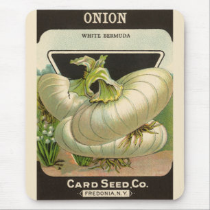 Mousepad Arte de rótulo de pacote de sementes vintage Cebol