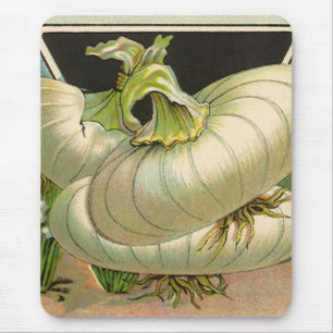 Mousepad Arte de rótulo de pacote de sementes vintage Cebol