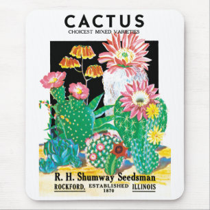 Mousepad Arte de rótulo de pacote de sementes vintage Plant