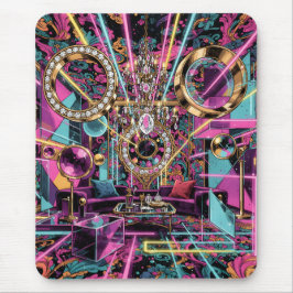 Mousepad Arte de Sala de Luxo Psicodélica Neon