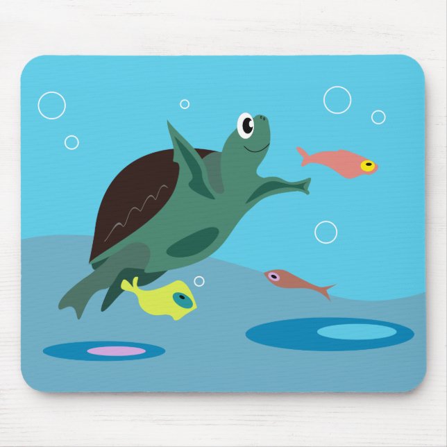 Mousepad Arte de Tartaruga Marinha Fofa Sob o Mar (Frente)