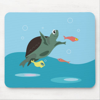 Mousepad Arte de Tartaruga Marinha Fofa Sob o Mar