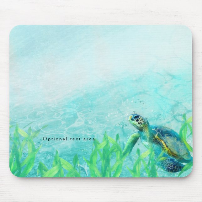 Mousepad Arte de Tartaruga Marinha na Praia Tropical Person (Frente)