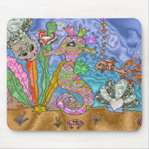 Mousepad Arte de Tartaruga Marinha Psicodélica