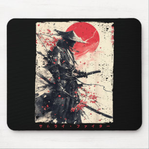 Mousepad Arte de tinta Ukiyo do guerreiro samurai lutador d