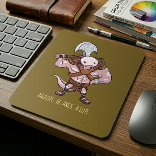 Mousepad Arte de um Axolote com um Guerreiro Gladiador de M