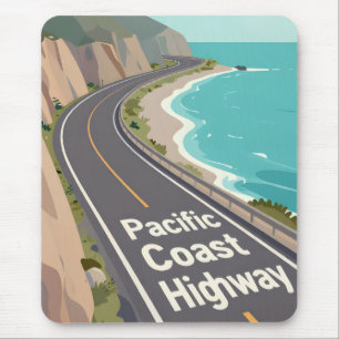 Mousepad Arte de Viagem Gráfico da Pacific Coast Highway