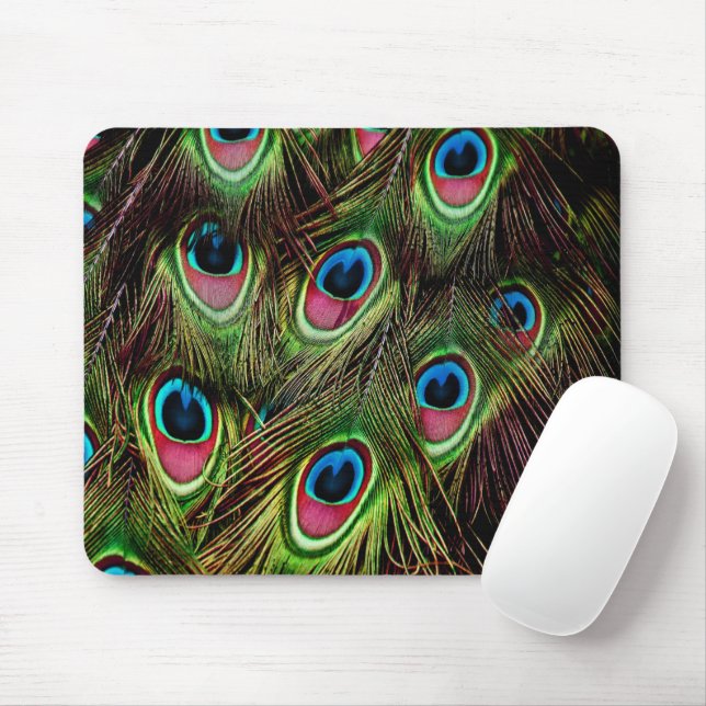 Mousepad arte deco tee green turquoise paciock feather (Com mouse)