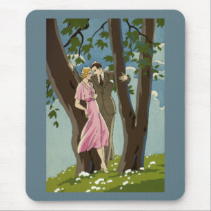 Mousepad Arte Deco Vintage Amor e Romance Casal Recém-Casad