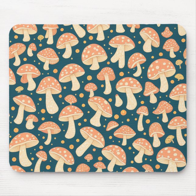 Mousepad Arte Digital do Polkadot Mushroom Pattern Design (Frente)