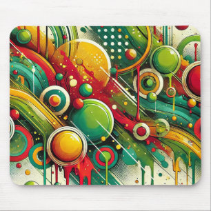 Mousepad Arte Dinâmica Abstrata com Círculos Coloridos