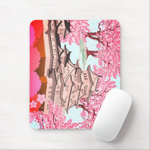Mousepad Arte do Castelo Sakura Japonês - Primavera do Flor