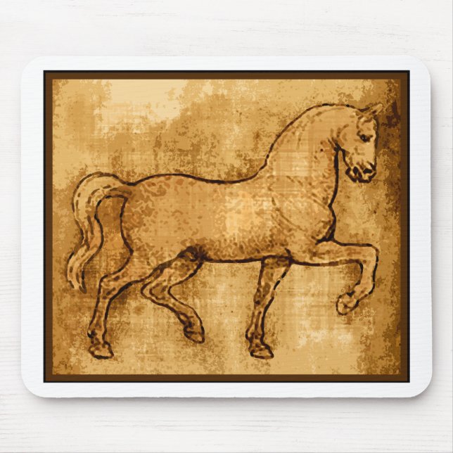 Mousepad Arte do cavalo de Leonardo da Vinci (Frente)