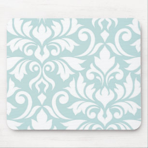 Mousepad Arte do damasco do Flourish mim branco no azul do