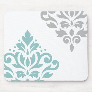 Mousepad Arte do damasco do rolo mim cerceta & cinza no