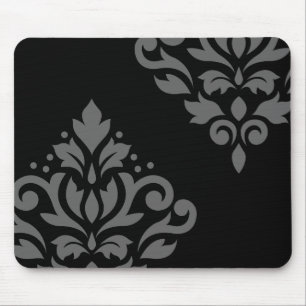 Mousepad Arte do damasco do rolo mim cinza no preto
