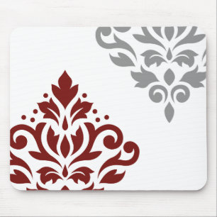 Mousepad Arte do damasco do rolo mim vermelho & cinza no