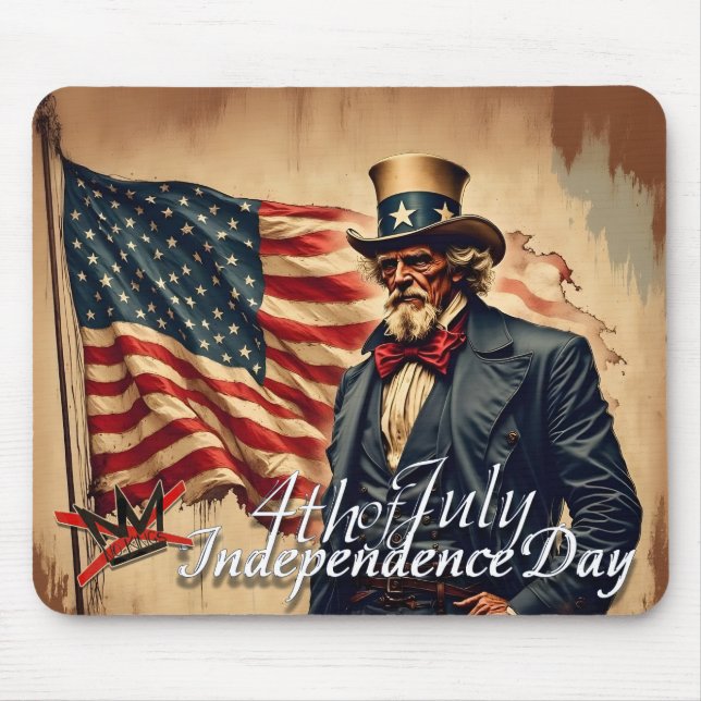 Mousepad Arte do Dia da Independência do Tio Sam Sem Reis (Frente)