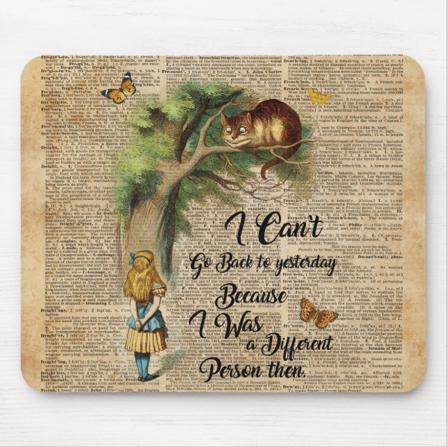 Mousepad Arte do dicionário das citações de Alice e de gato (Frente)