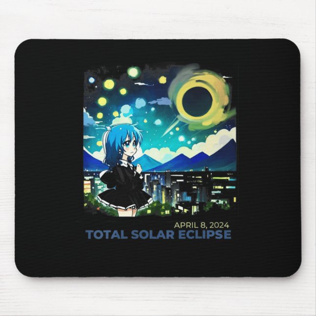 Mousepad Arte do estilo anime Solar Eclipse 2024 (Frente)
