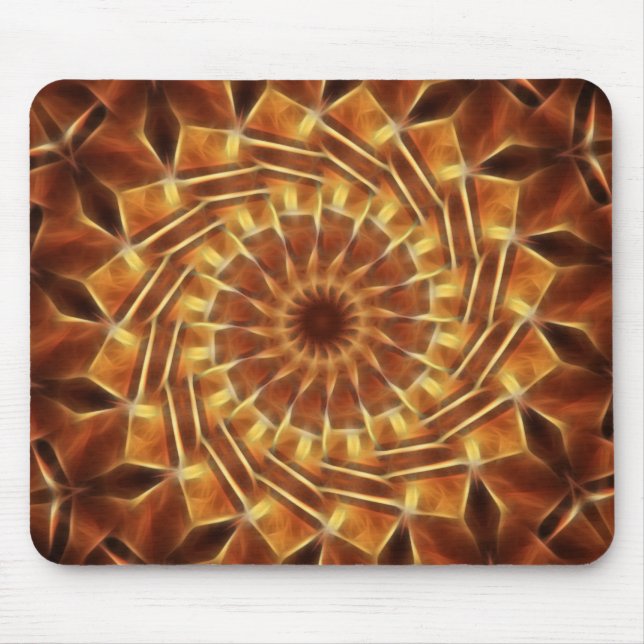 Mousepad Arte Dourado 1 do caleidoscópio de Brown Tan (Frente)