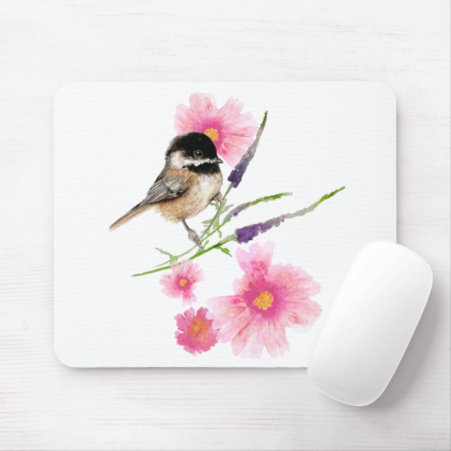 Mousepad Arte em Aquarela com Engraxa-branca-doce, com reve (Com mouse)