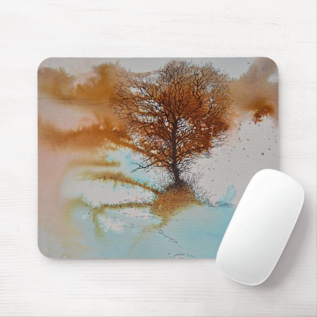 Mousepad Arte em árvore de paisagem (Com mouse)