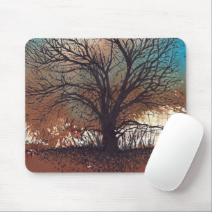 Mousepad Arte em Árvore de Paisagem de Abstrato Ink Waterc