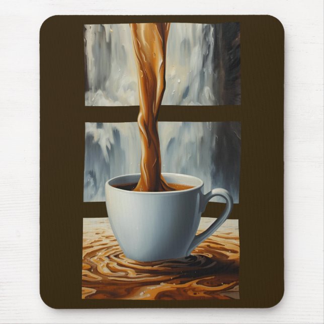 Mousepad Arte em Cascata de Café com Fluxo de Água Surreal (Frente)