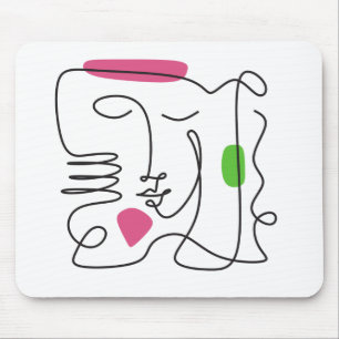 Mousepad Arte em Linha Rosa e Verde
