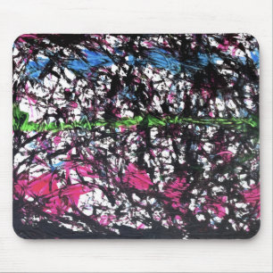 Mousepad Arte em Mármore Preto, Rosa, Verde e Azul