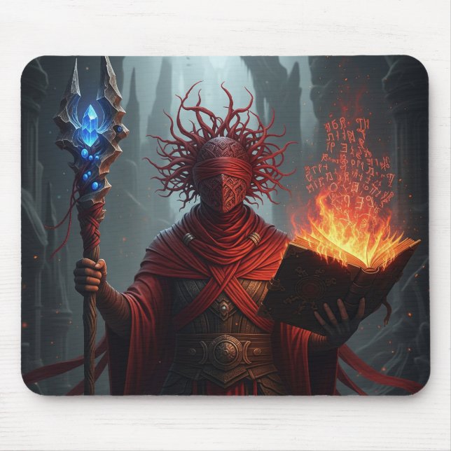 Mousepad Arte Fantástica Encantada de Mage e Livro de Fiery (Frente)