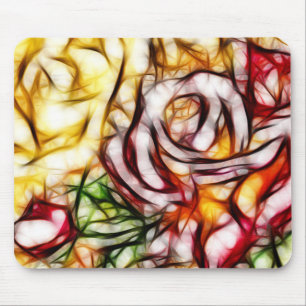 Mousepad Arte Floral Abstrata Amarela Luz Rosa Brilho