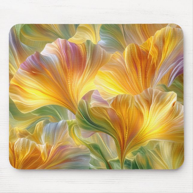 Mousepad Arte Floral Abstrata com Pétalas Amarelas (Frente)