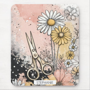 Mousepad Arte Floral Abstrata em Aquarela