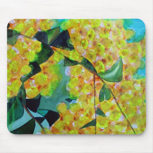 Mousepad Arte floral australiana original de Wattle (Frente)