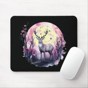 Mousepad Arte Floral de Cervos Impressão de Animais da Natu