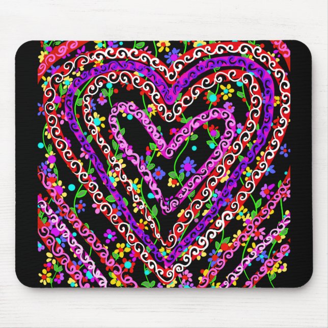 Mousepad Arte Floral de São Valentim (Frente)