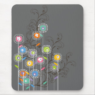 Mousepad Arte floral lunática colorida do jardim Groovy